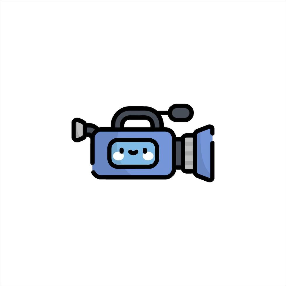 A cartoon camera icon with a smiley face vector