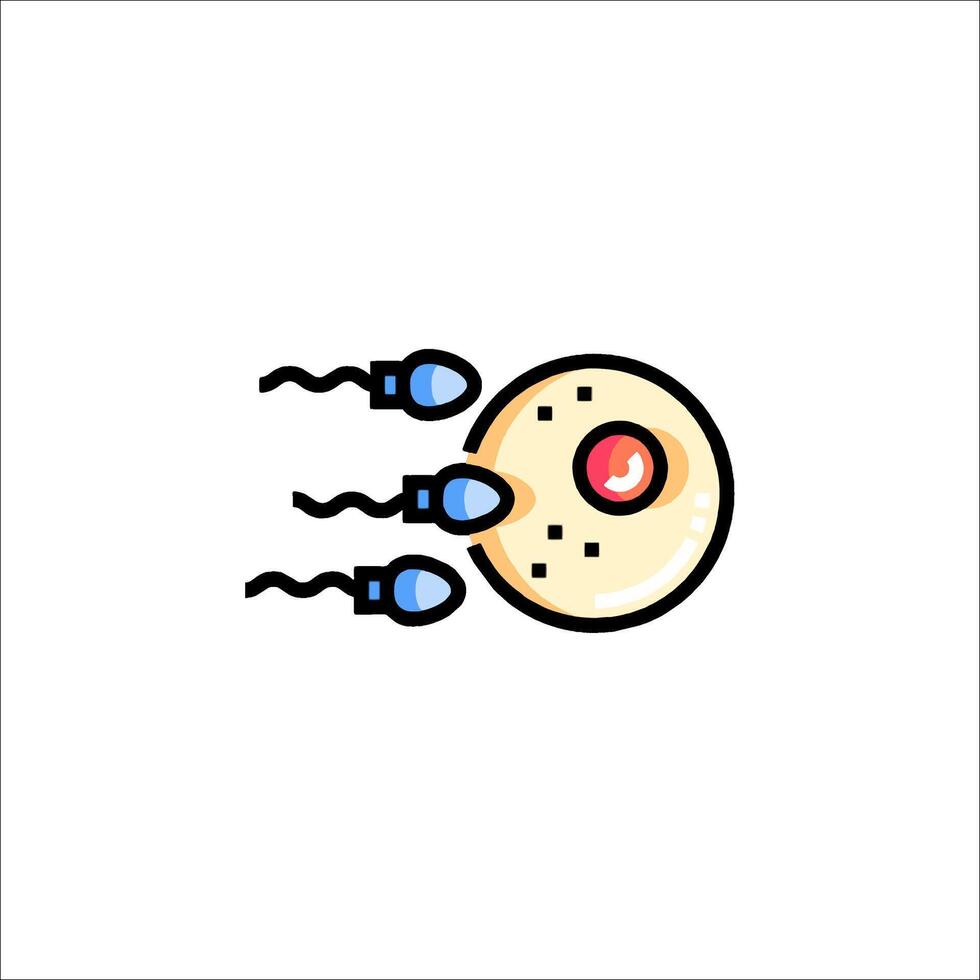 A cartoon illustration of a fetus with a red dot vector
