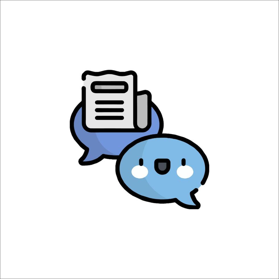 A cartoon speech bubble with a paper document vector