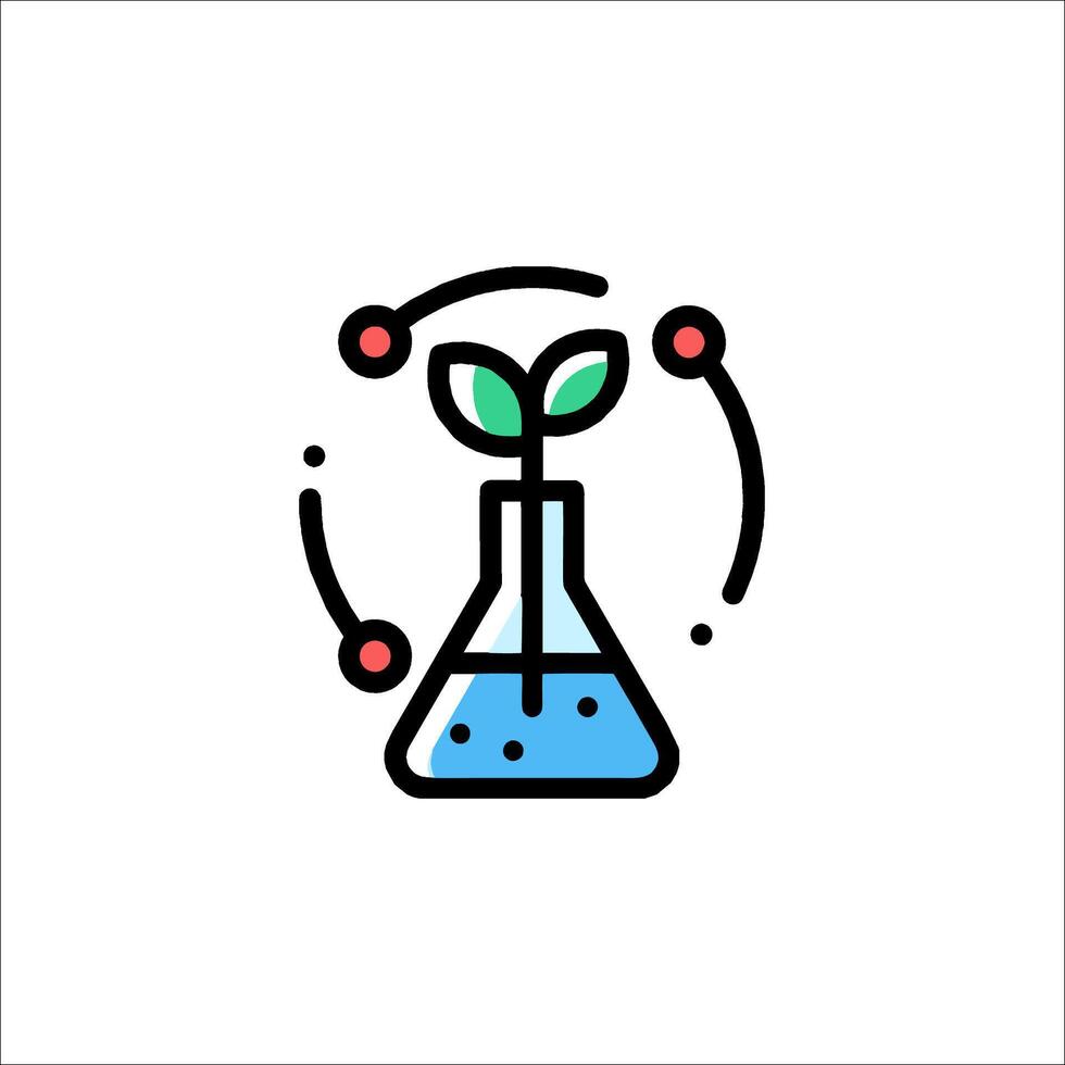 A science lab with a plant in a flask vector