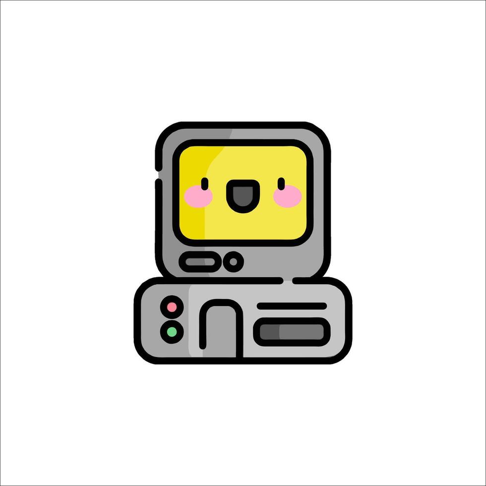 A cartoon computer with a smiley face vector