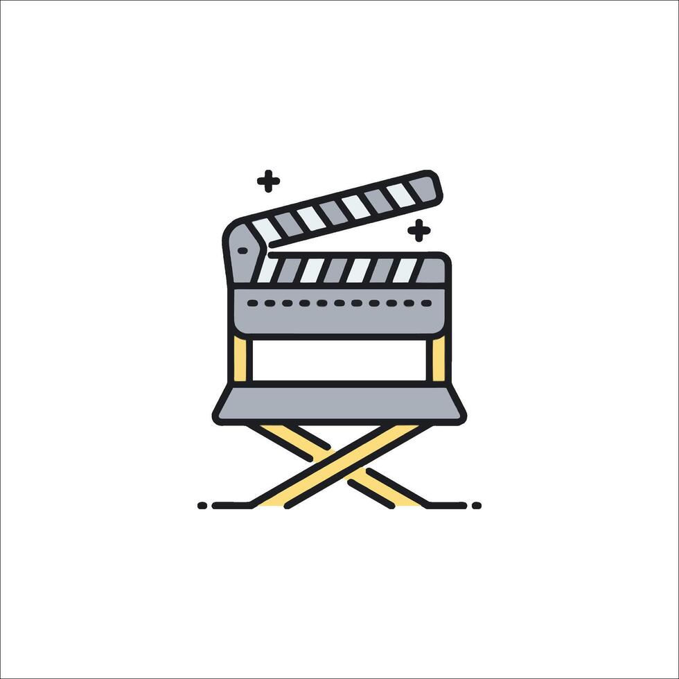A movie clapperboard icon on a white background vector