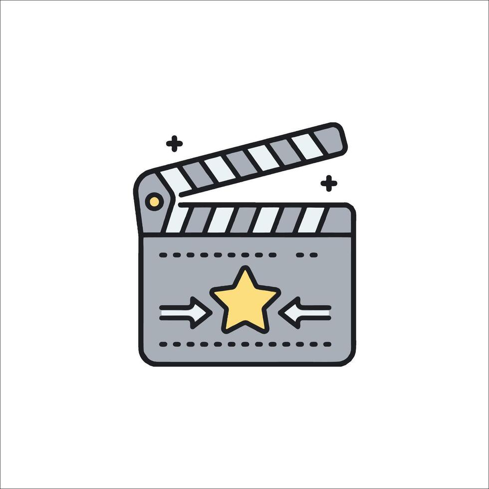 A movie clapper with a star icon vector