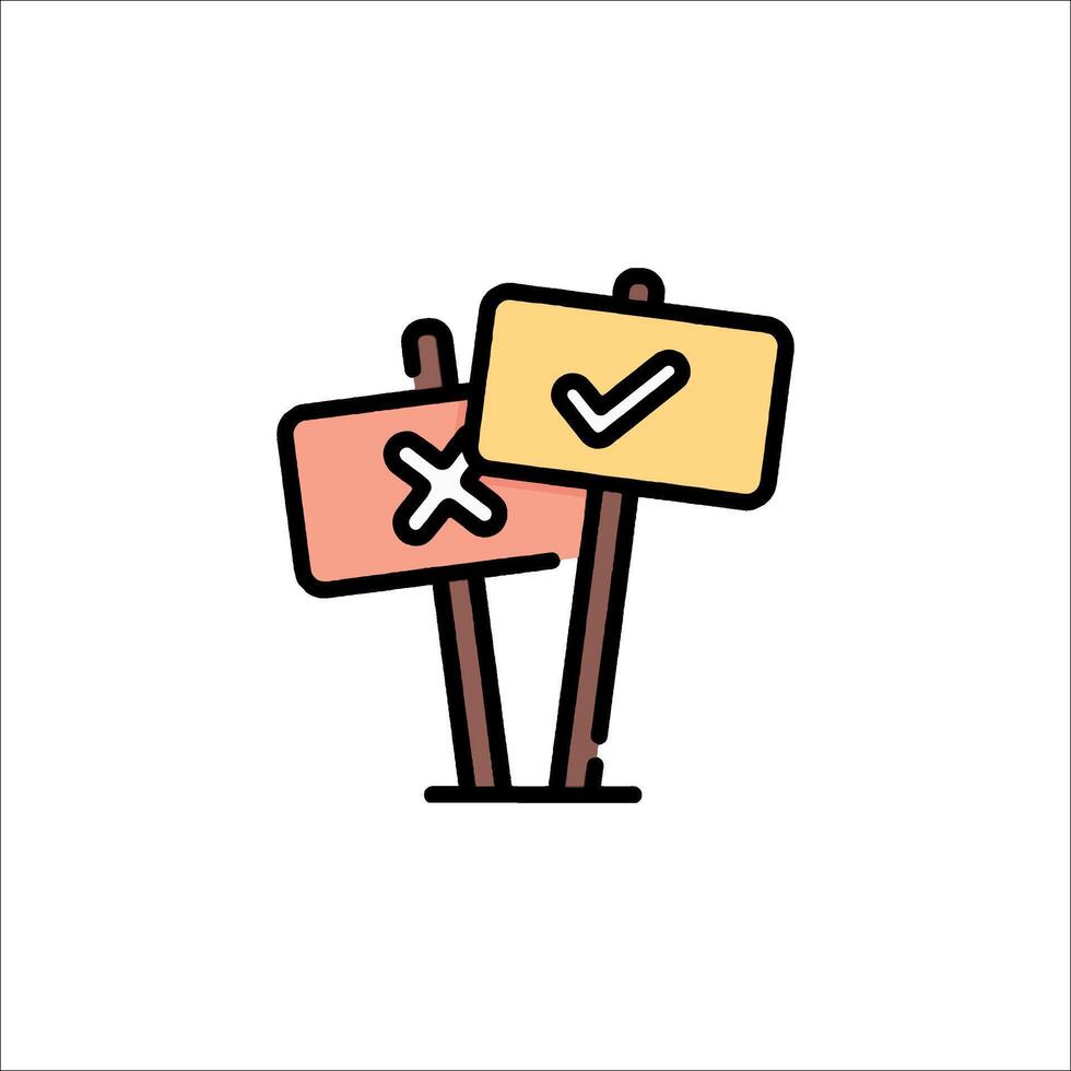 Two signs with crossed check marks on them vector
