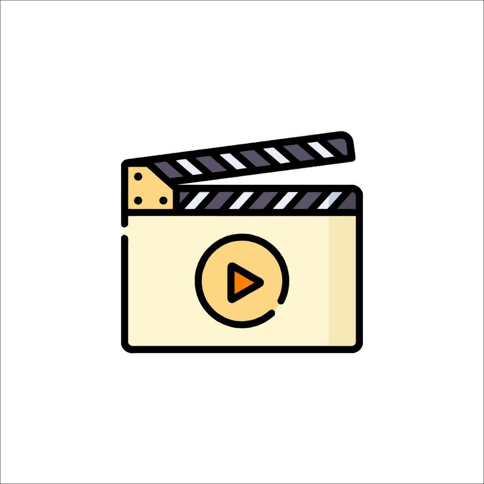 A movie clapper icon on a white background vector