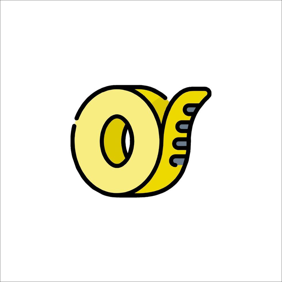 A yellow letter o with a black outline vector