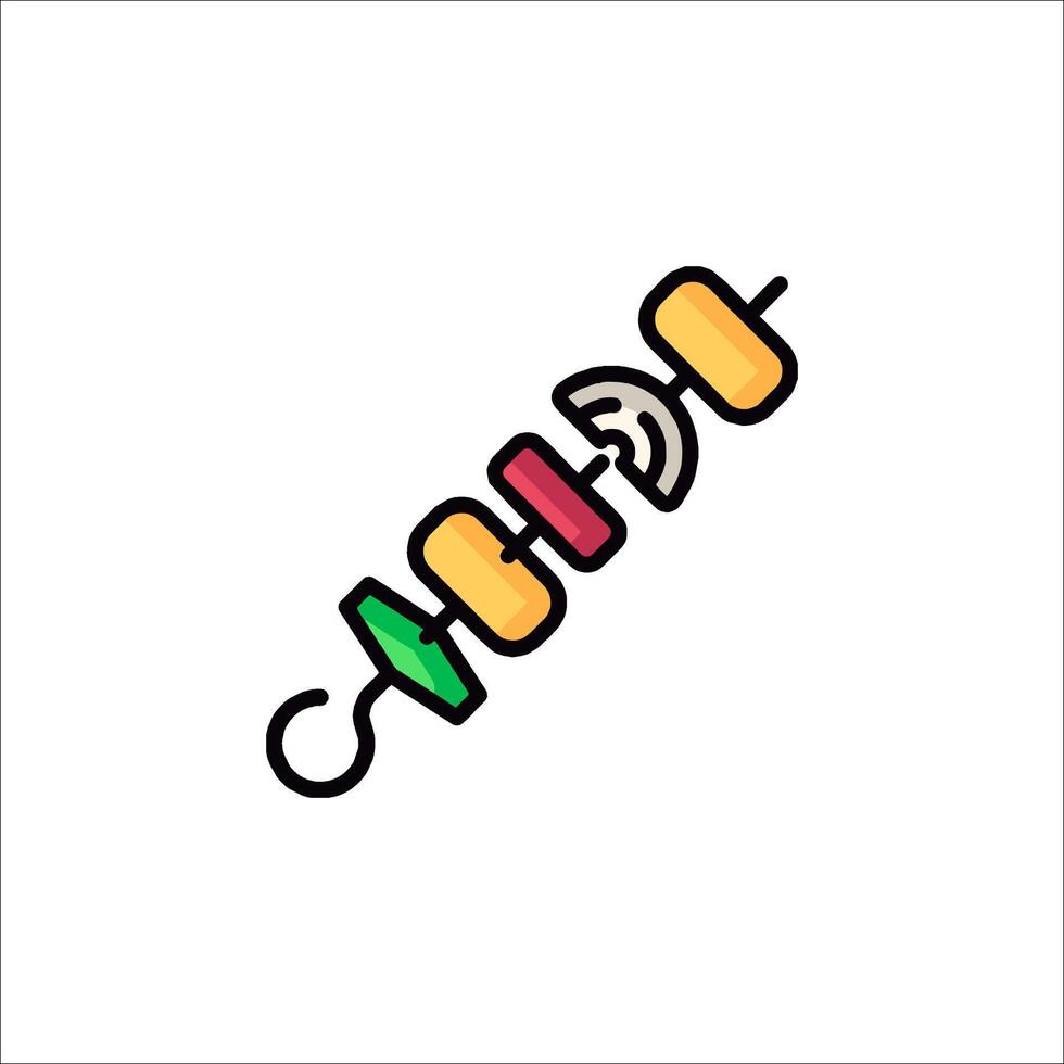 A line drawing of a skewered meat on a stick vector