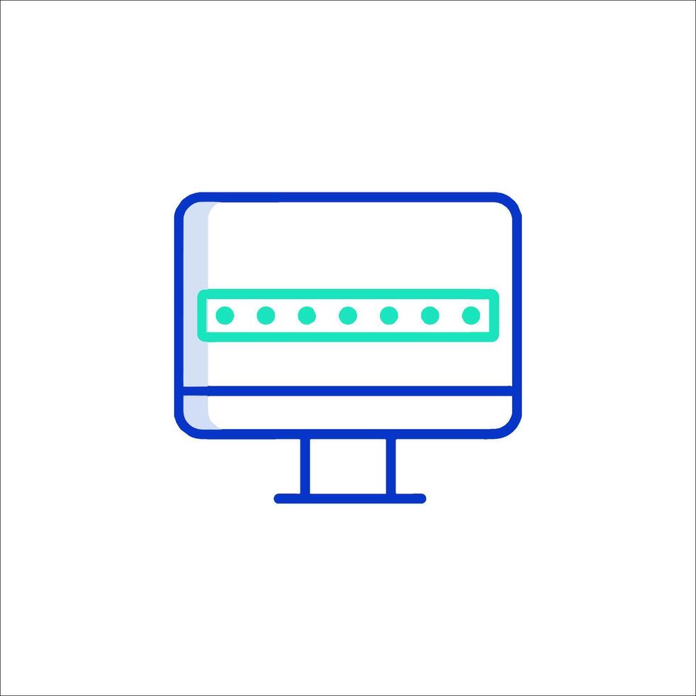 A computer monitor with a password symbol vector