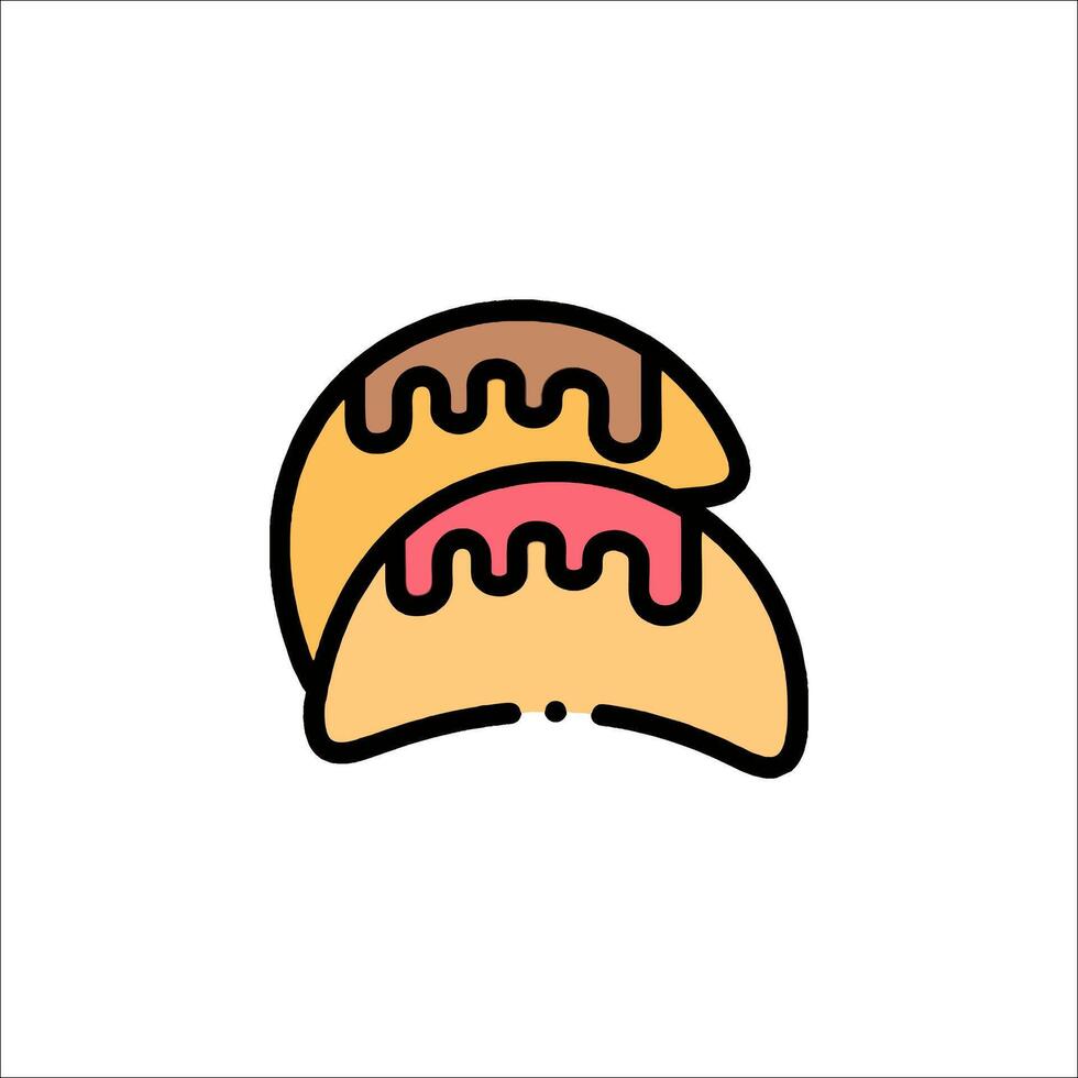 A cartoon of a piece of food with a pink and brown icing vector