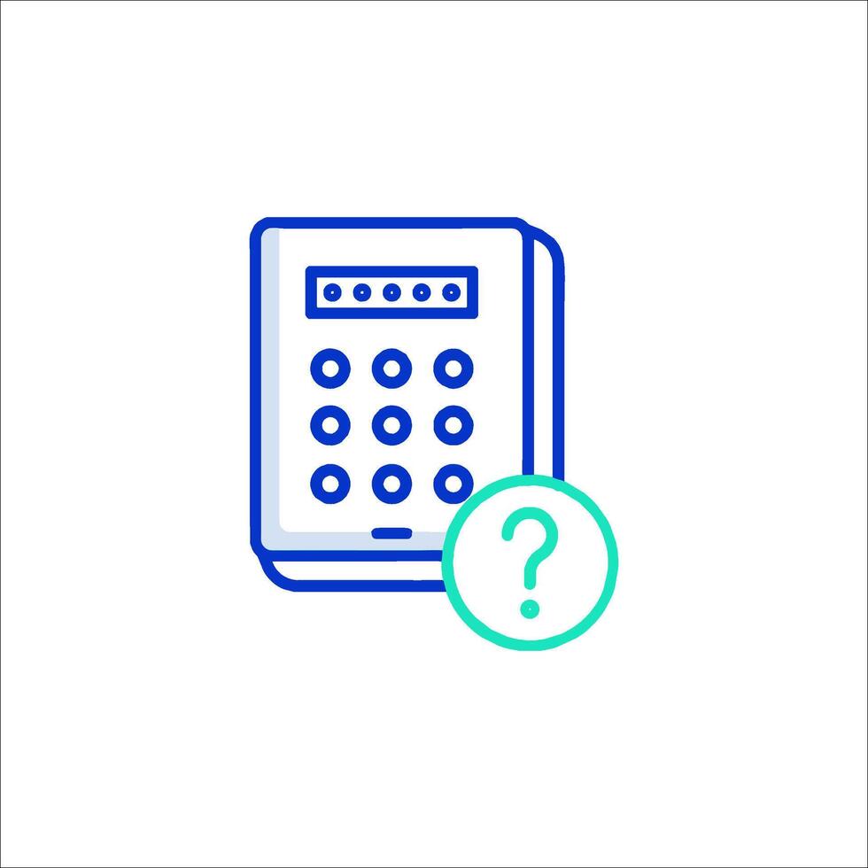 A calculator icon with a question mark vector