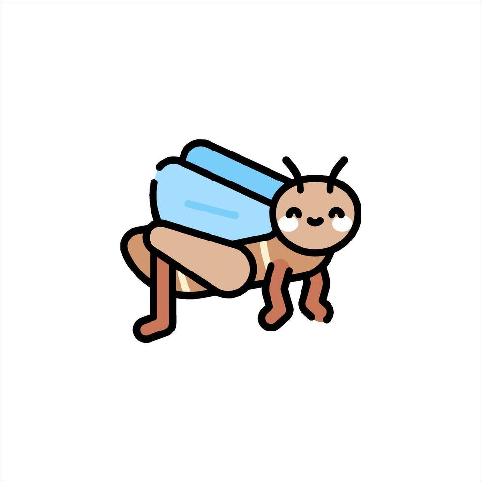 A cartoon insect with a blue body and a smile vector