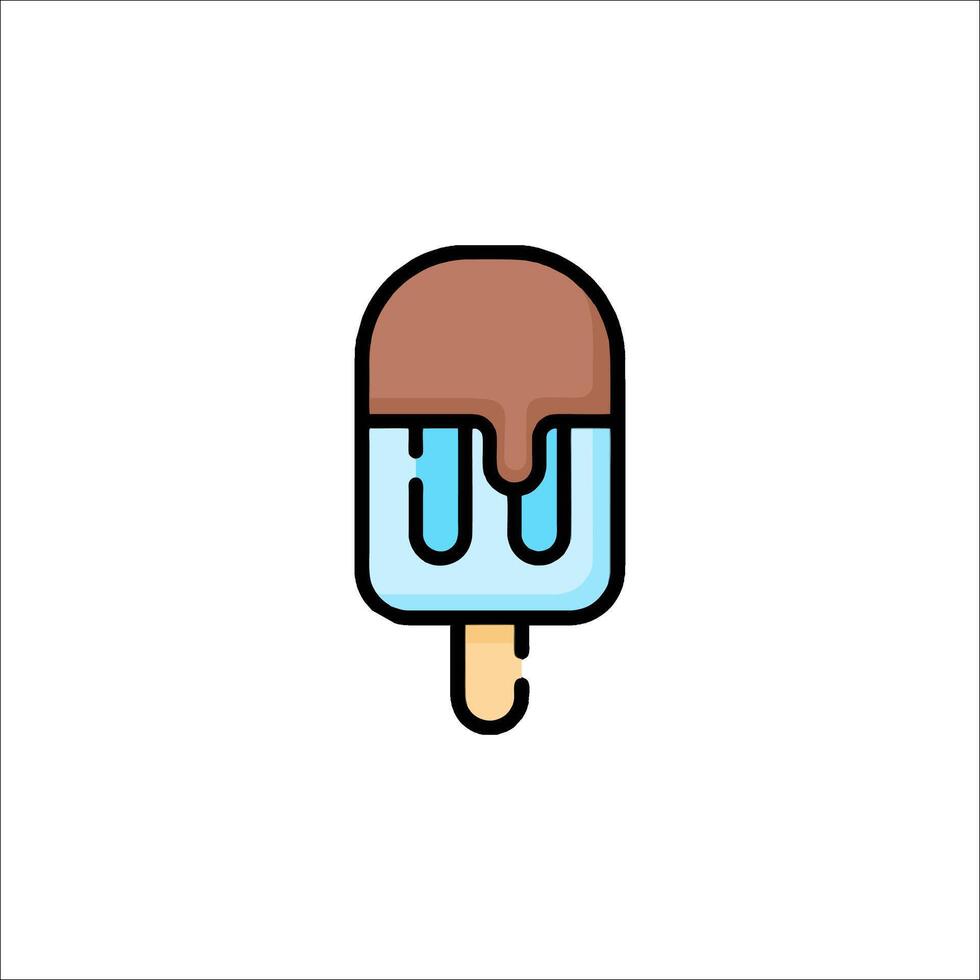 Ice cream icon with a chocolate bar on a stick vector