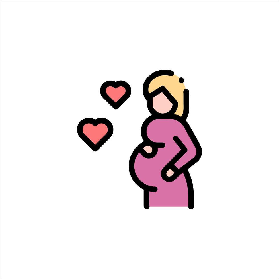 Pregnant woman with hearts icon vector