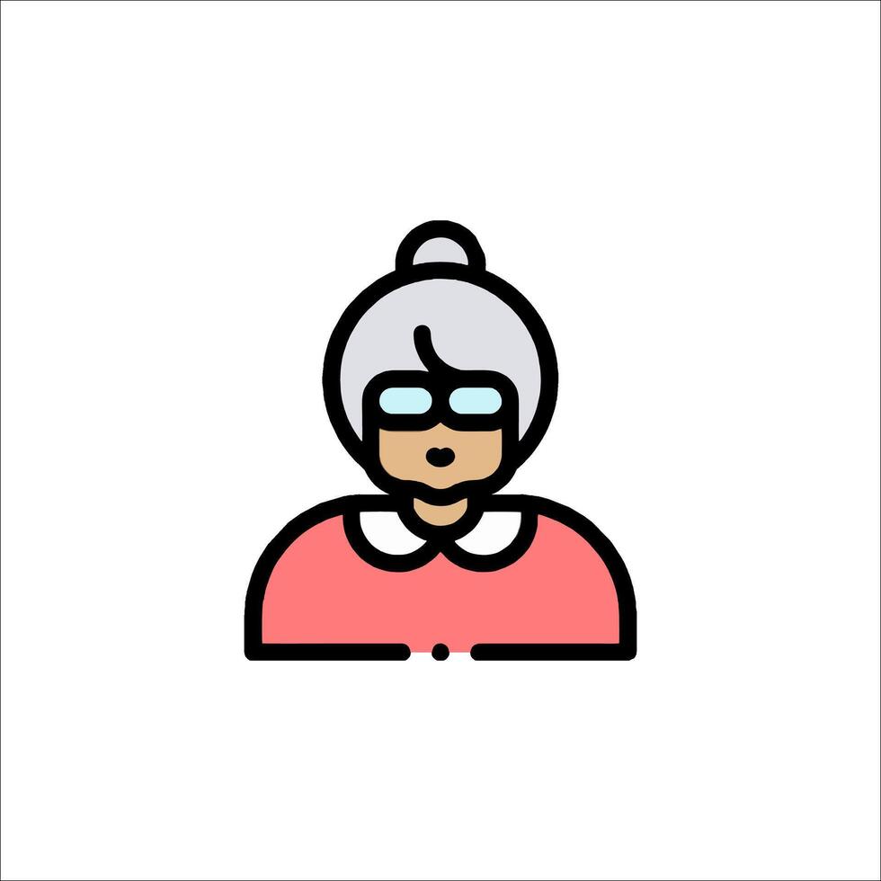 An icon of an elderly woman with glasses vector