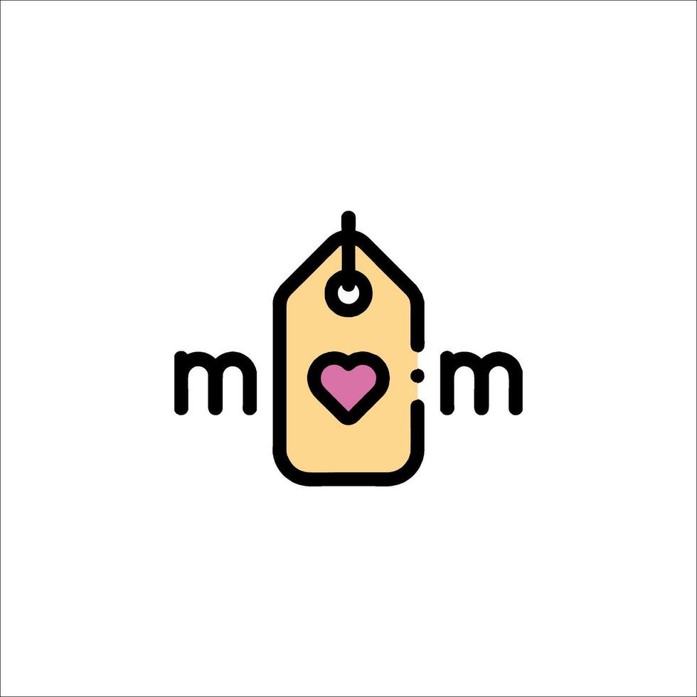 Mom tag with heart icon vector