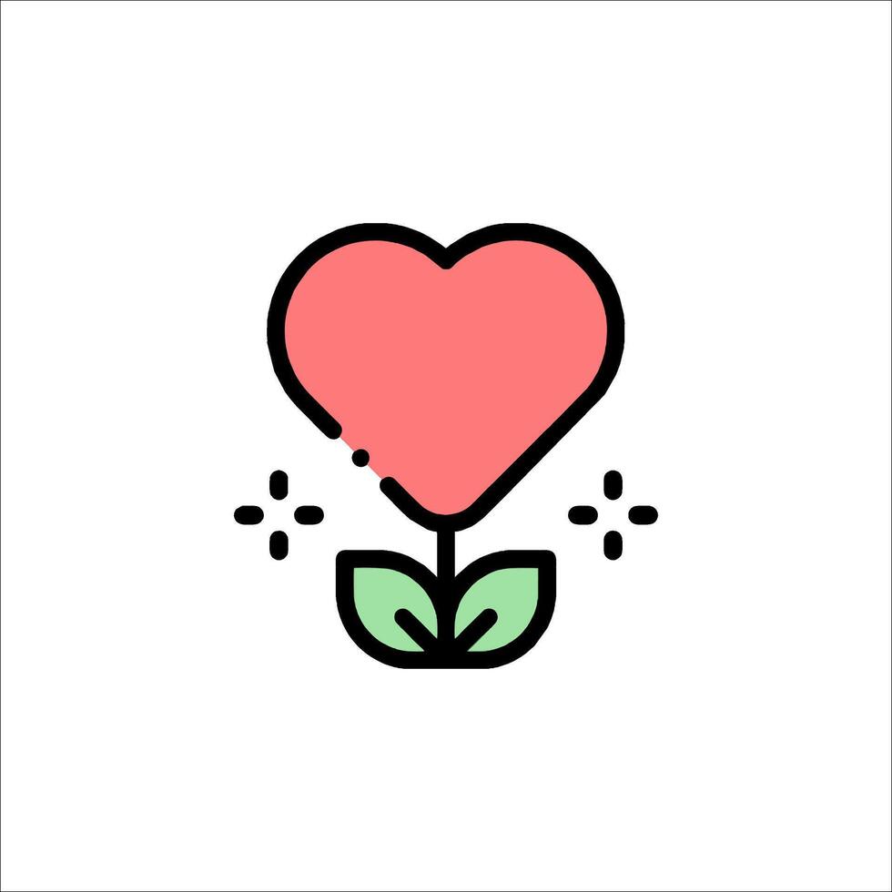 A heart shaped flower with leaves on it vector