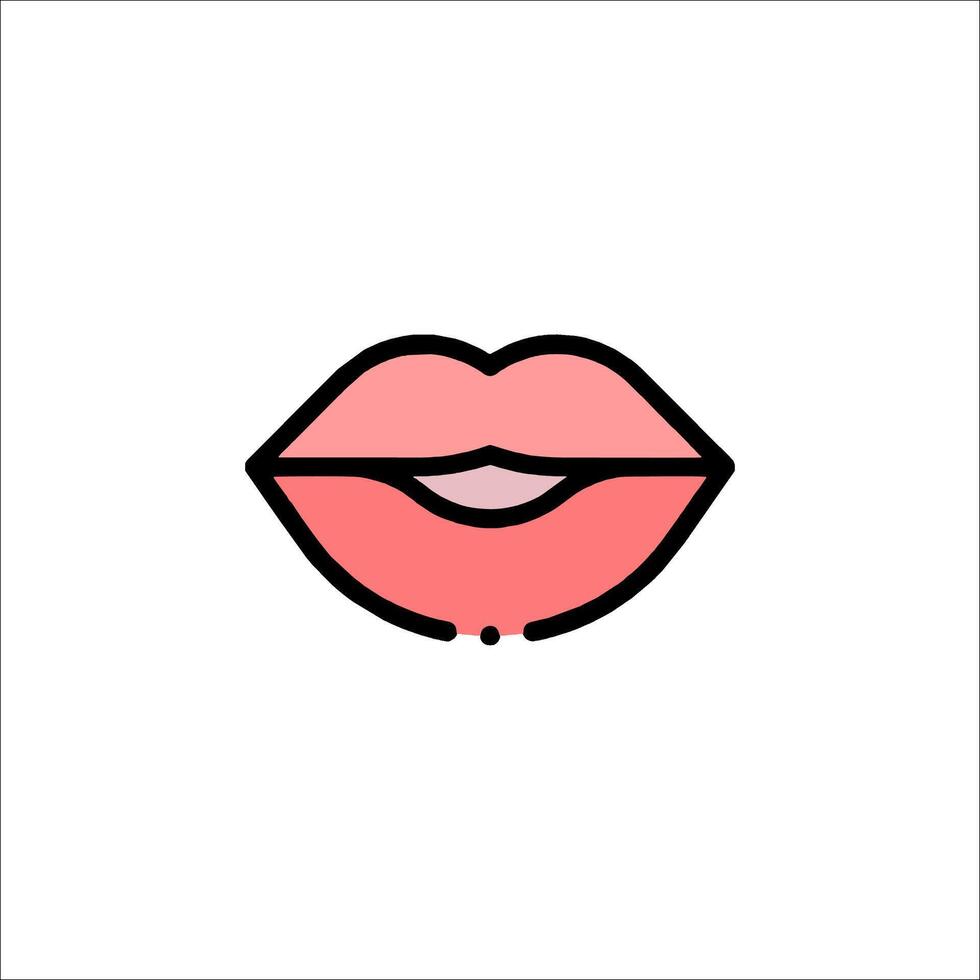 A pink lips icon on a white background vector