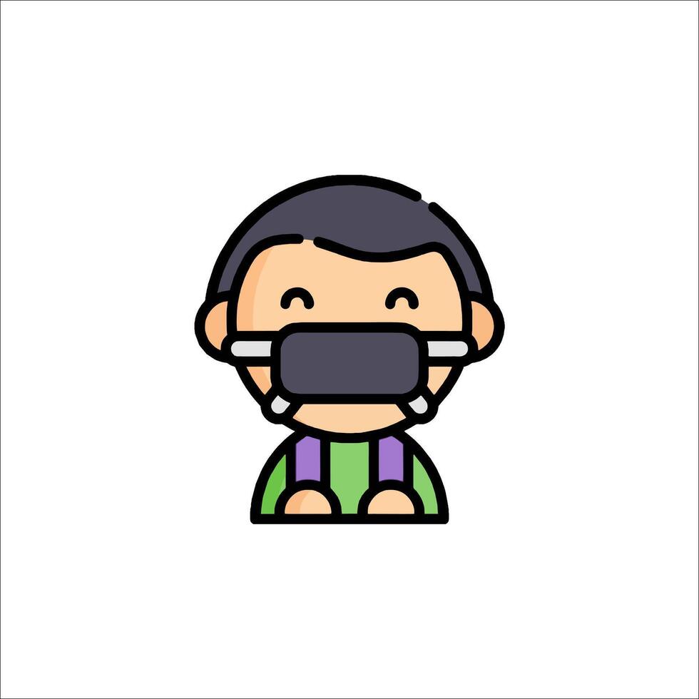 A man wearing a mask on his face vector