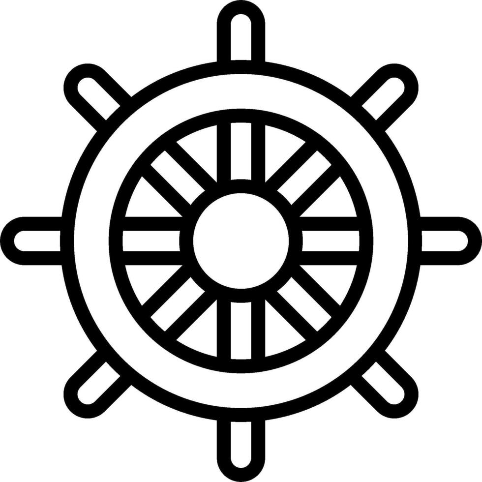 A black and white ship wheel icon vector