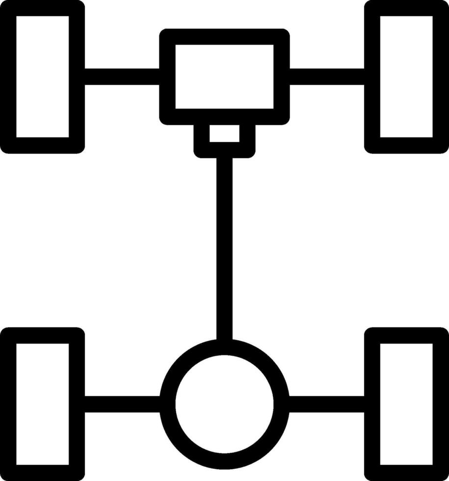A black and white illustration of a vehicle with four wheels vector
