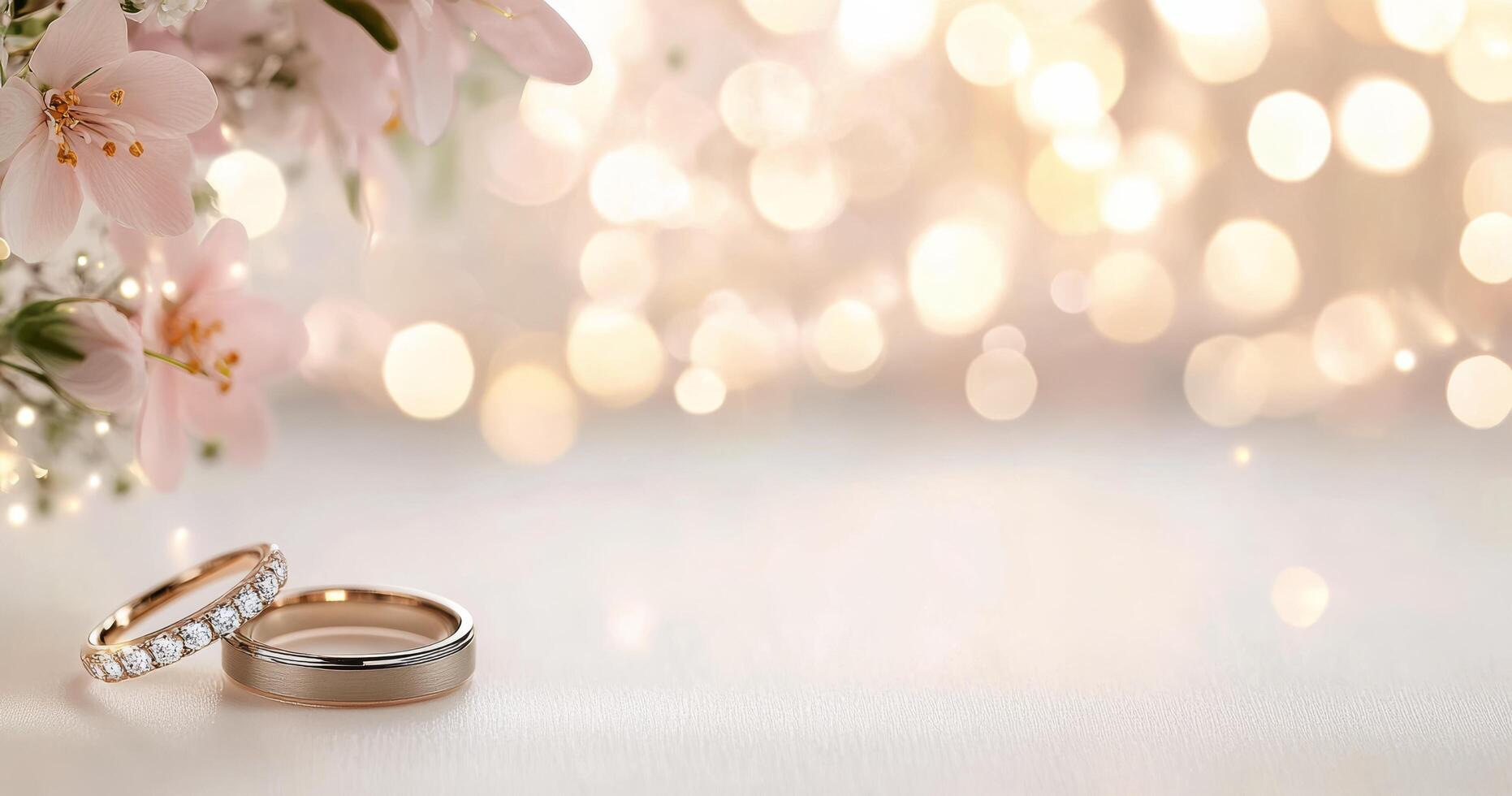 Engagement ring surrounded by flowers creating a romantic atmosphere for special occasions photo