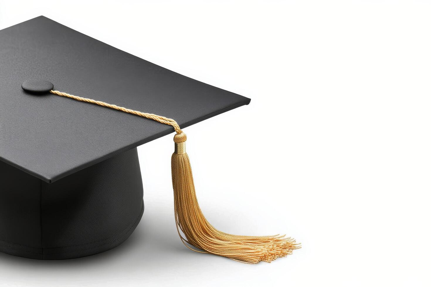 Graduation cap with golden tassel on textured background during celebration preparations photo