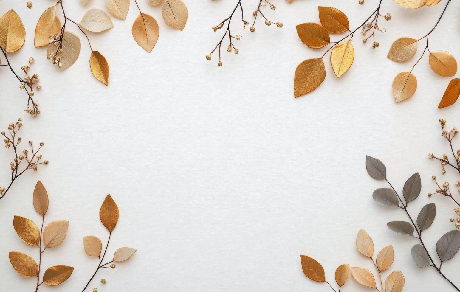 Autumn leaves arranged on a light surface creating a natural frame for seasonal decor photo