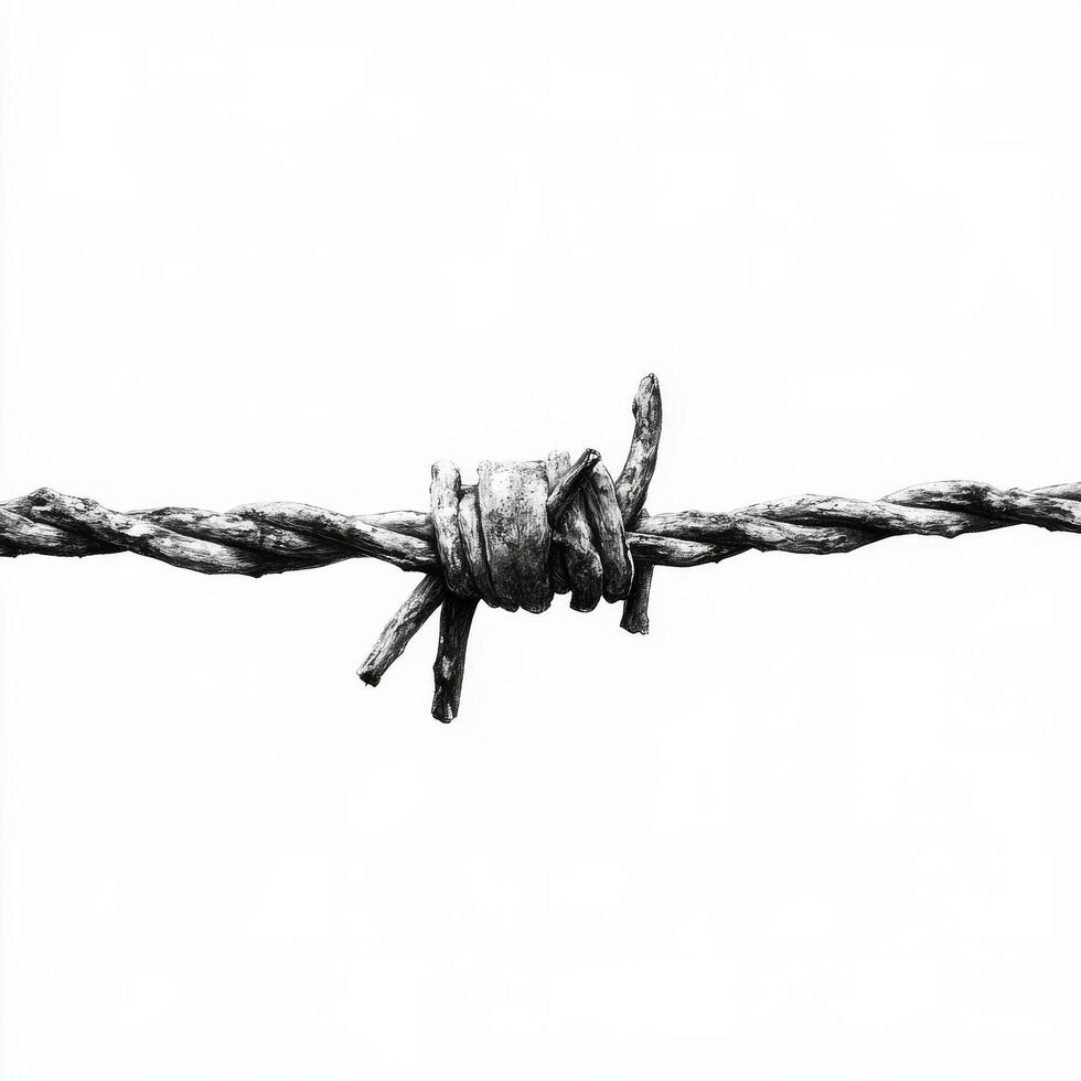 Barbed wire against a plain background highlighting strength and resilience in isolation photo
