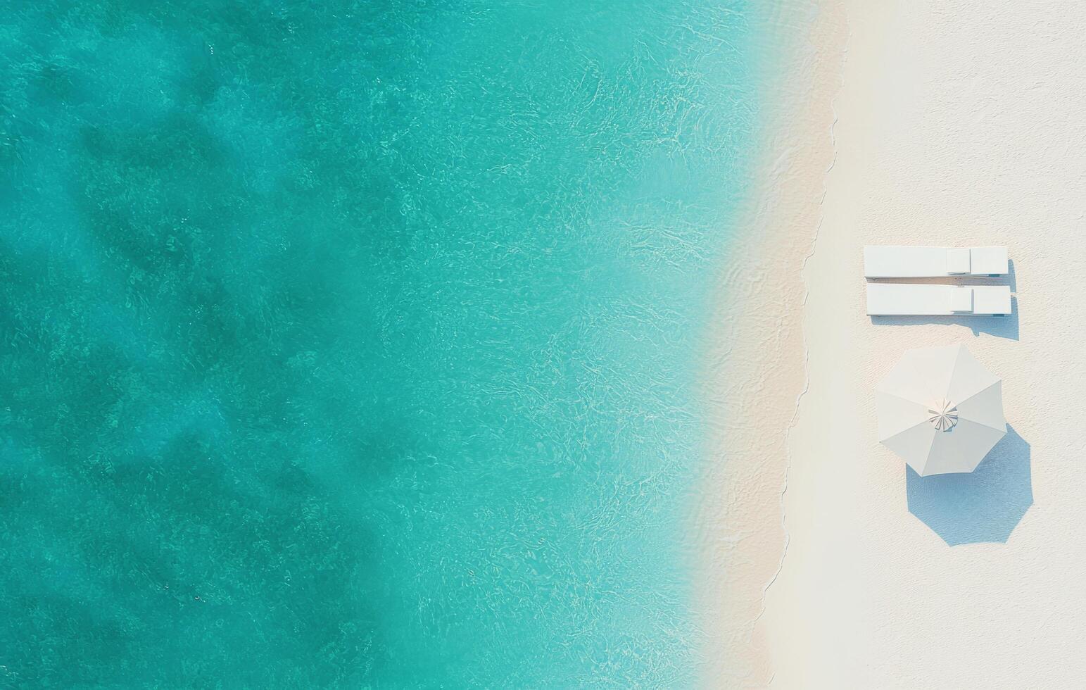 Relaxation at a tropical beach with straw umbrellas and calm turquoise waters photo