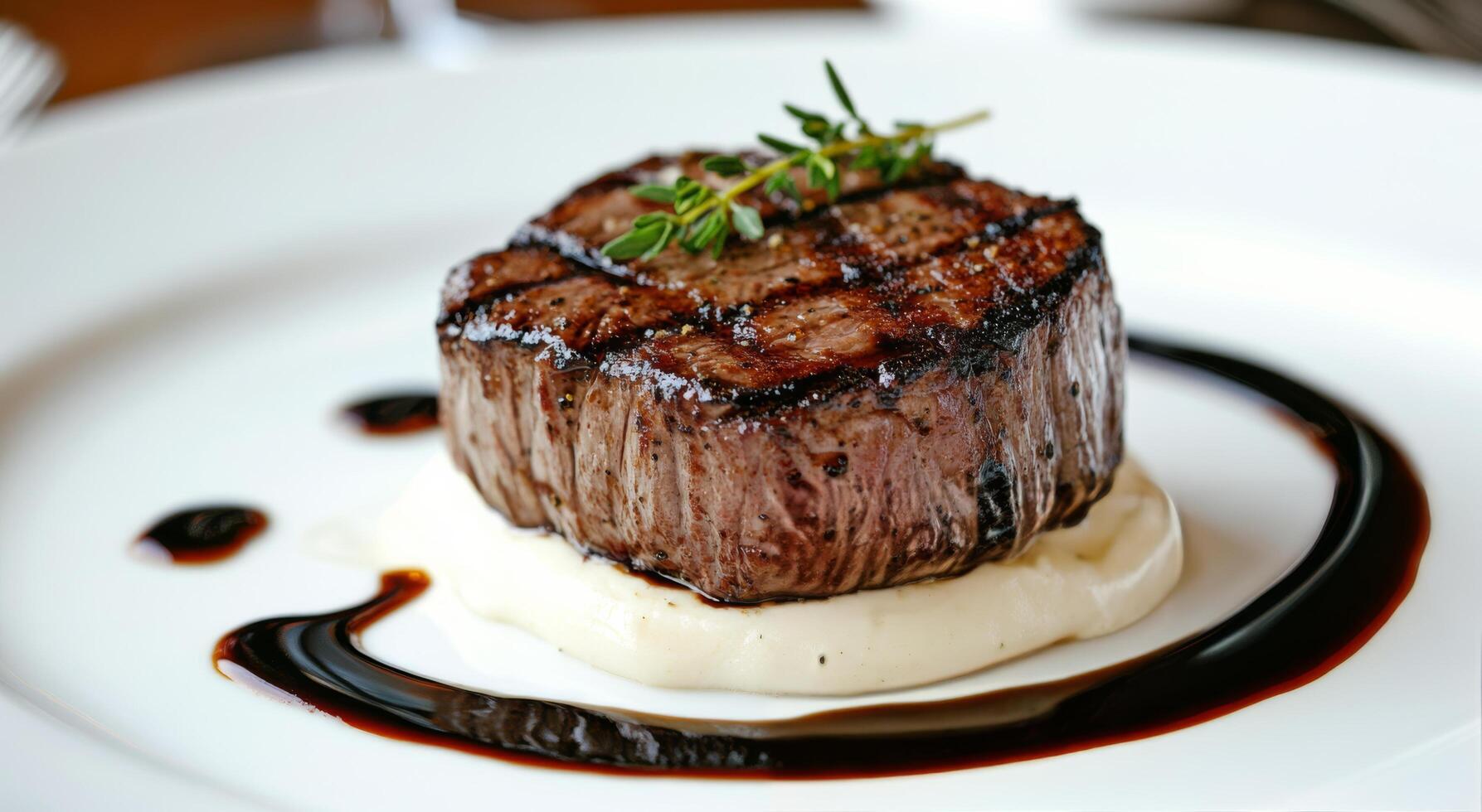 Chef showcasing a gourmet dish in a modern restaurant setting during dinner service photo