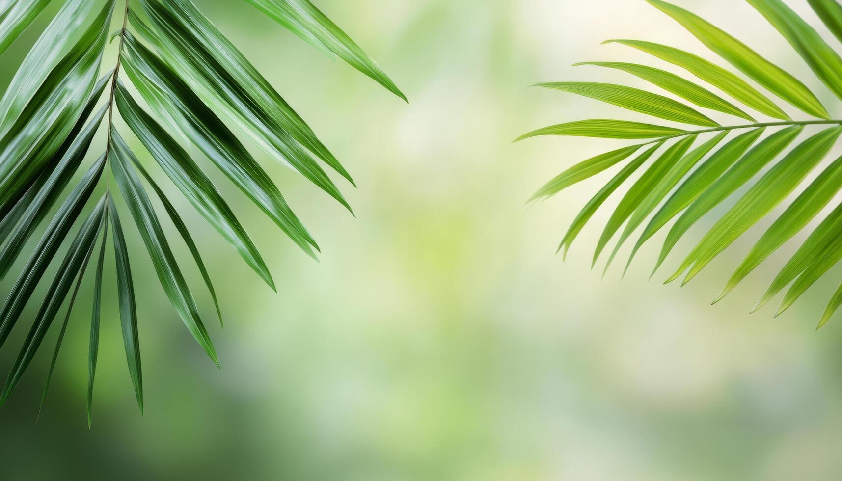 Lush green palm leaves swaying gently in a tropical forest setting during daylight hours photo