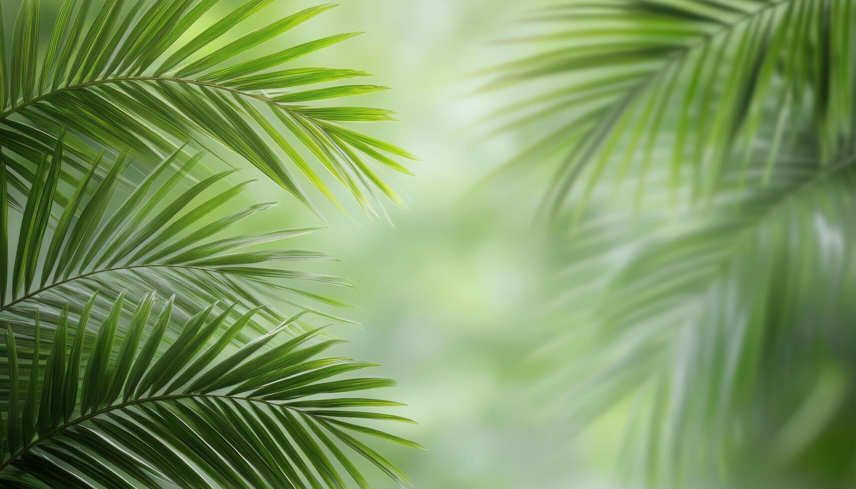 Lush green palm leaves swaying gently in a tropical forest setting during daylight hours photo