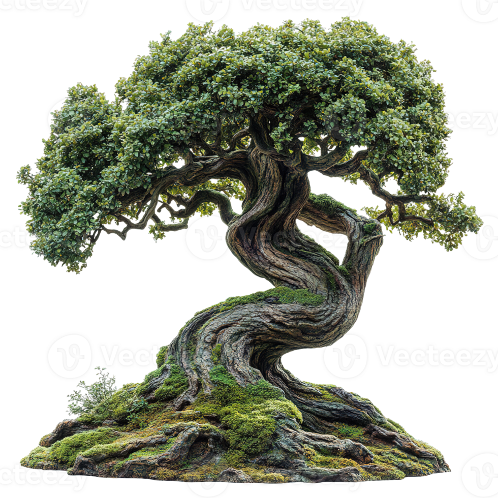 Moss-Covered, Weathered Trees with Intricate Bark Textures png