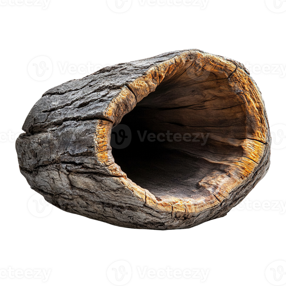 Weathered Log with Natural Cavity Isolated on Transparent Background png