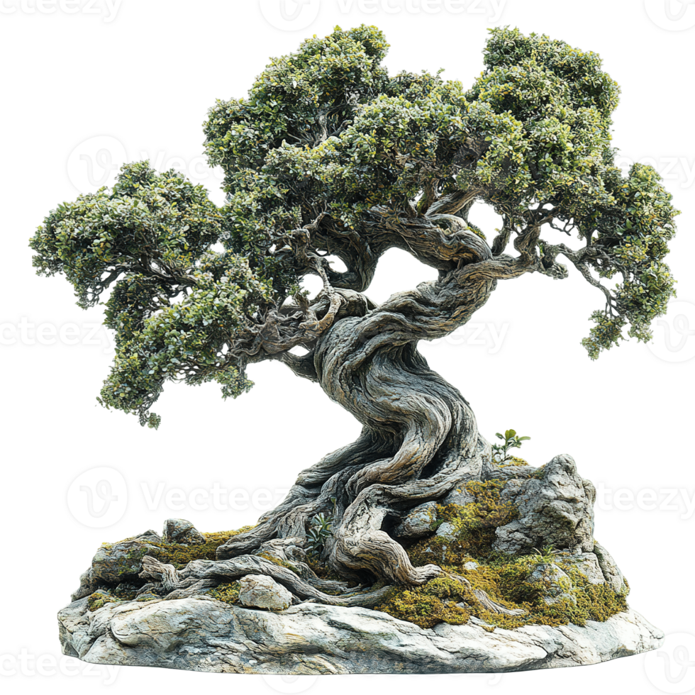 Oak Trees Shaped by Time and Nature Isolated on Transparent Background png