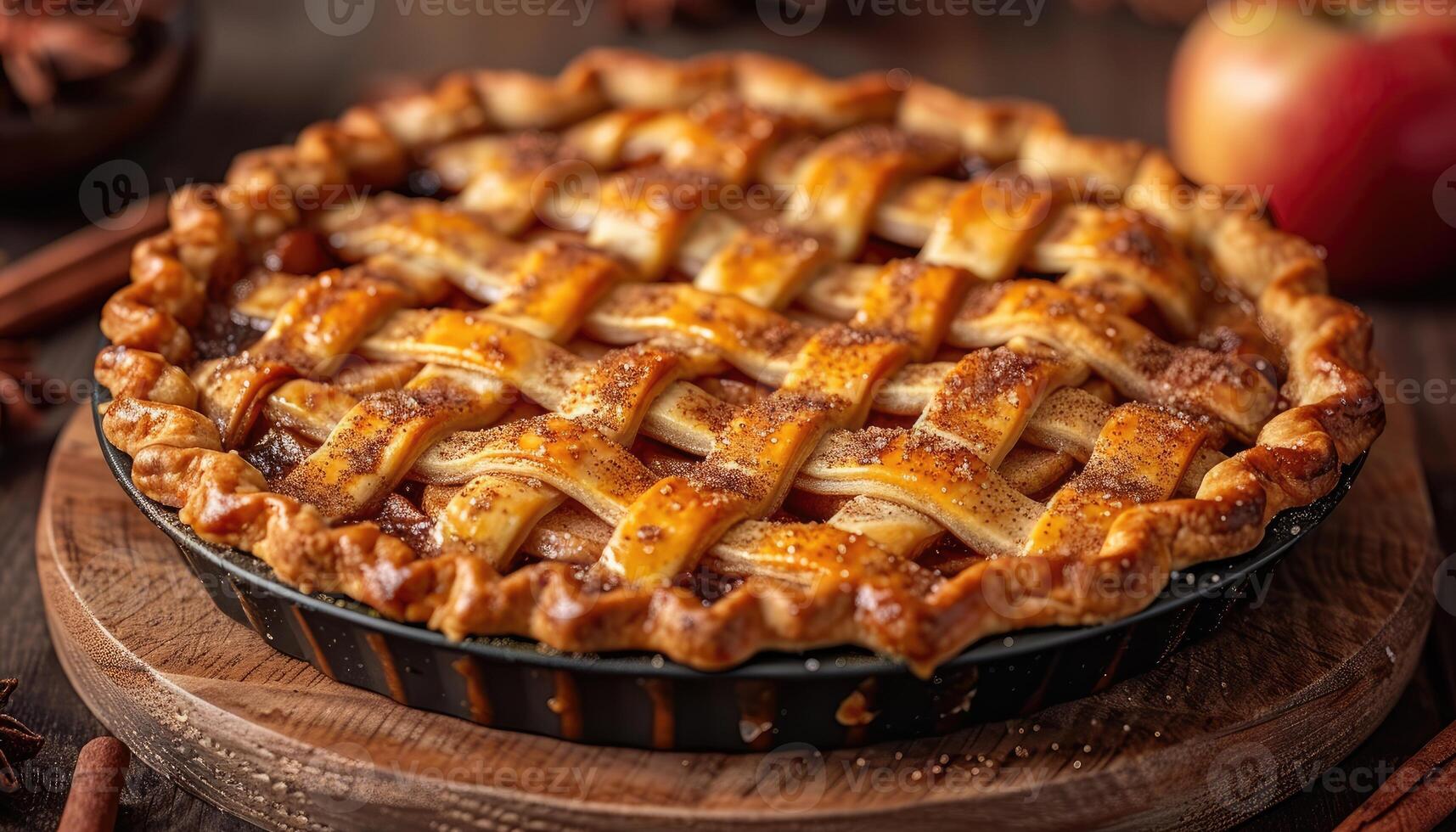A Golden Brown Lattice-Crust Apple Pie photo