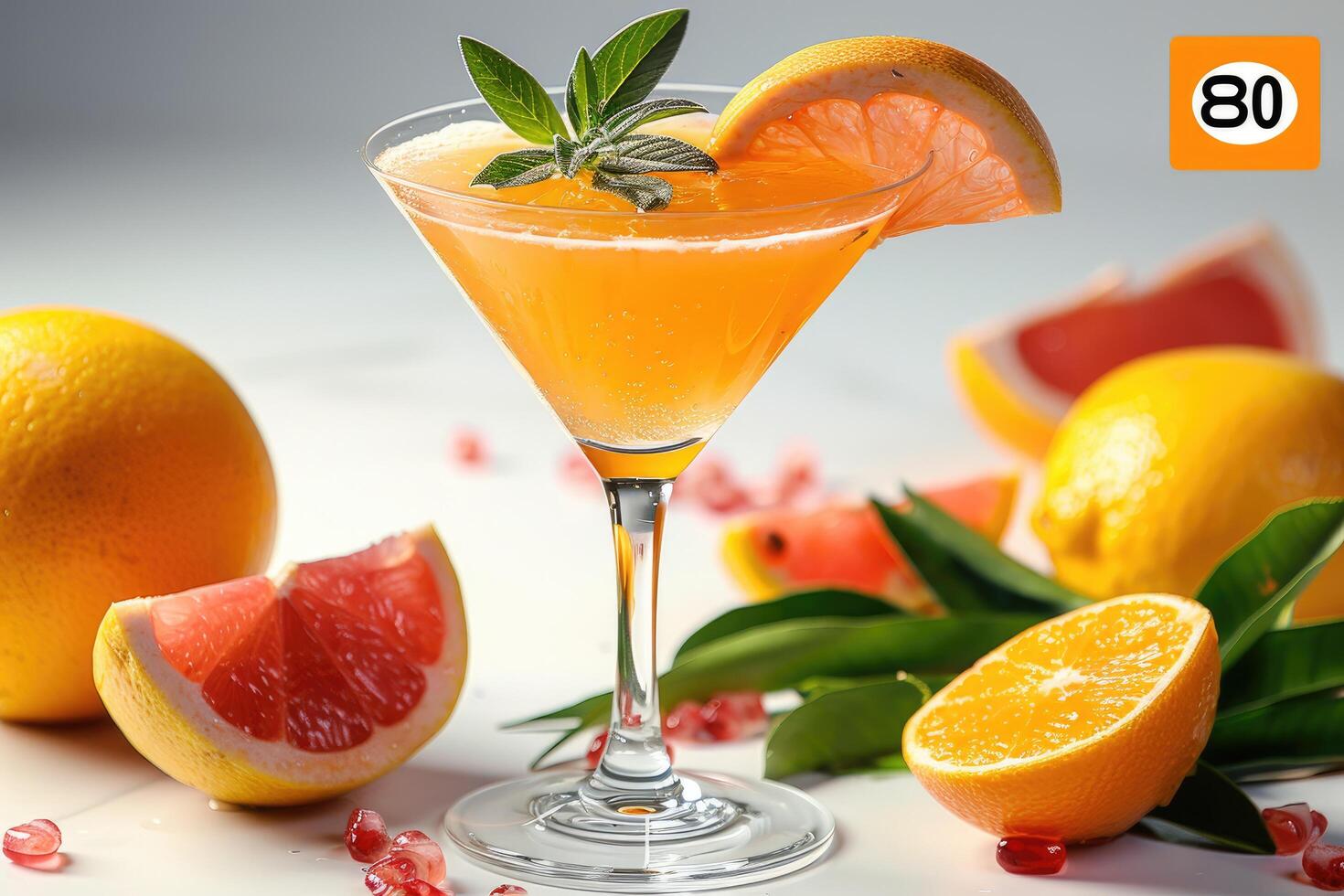 Grapefruit, Orange, and Lemon Cocktail with Sage Garnish photo