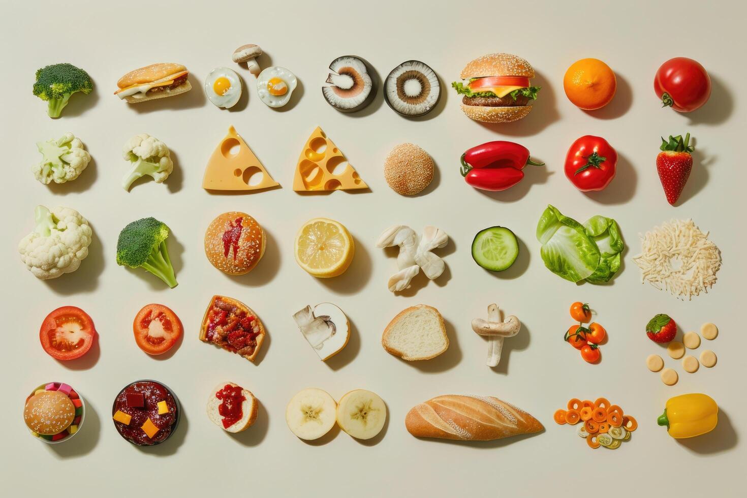 A Colorful and Diverse Arrangement of Food Items photo