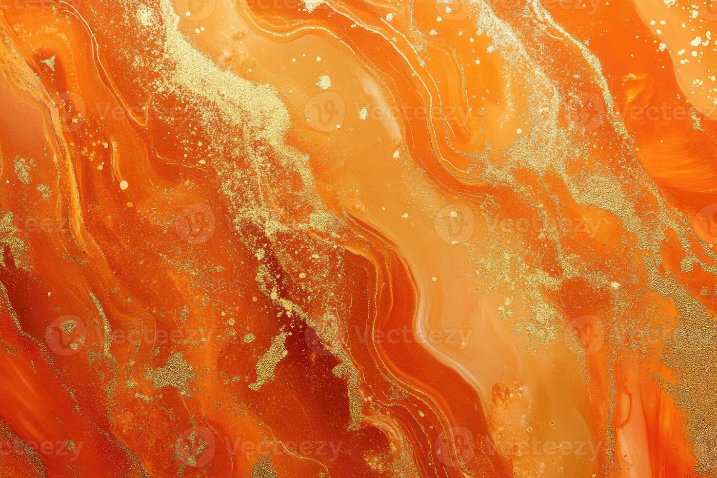 Abstract Orange and Gold Swirling Liquid Marble Background photo
