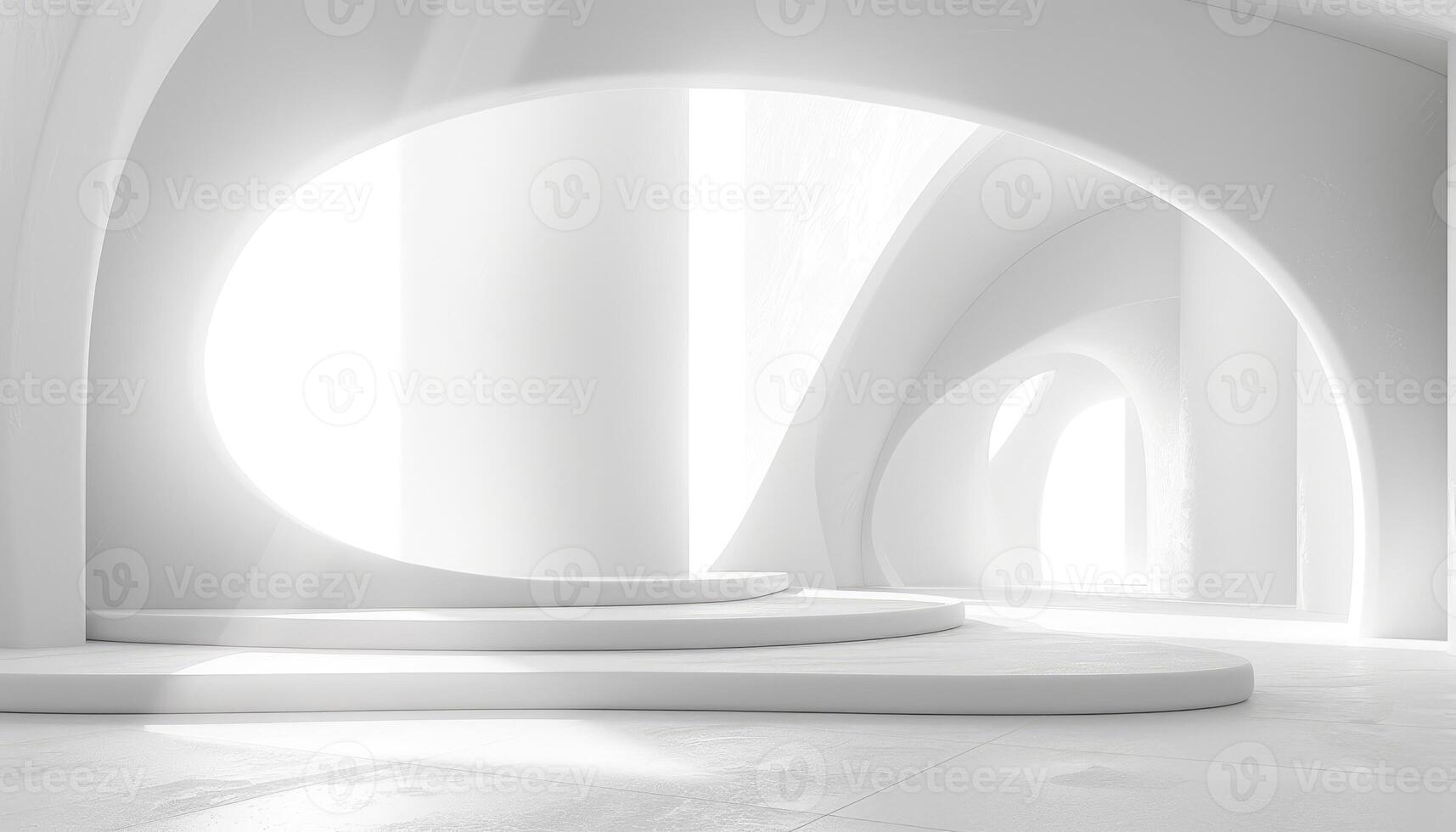 White Circular Steps in an Abstract Architectural Space photo