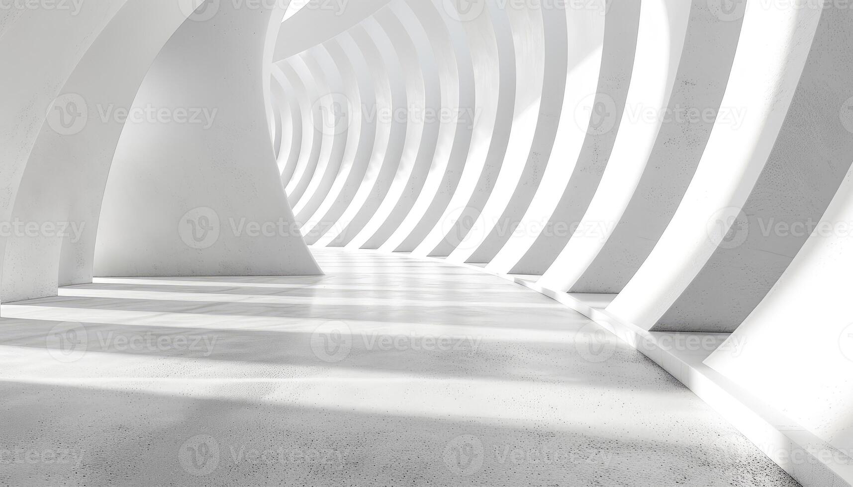 White Curved Architectural Structure with Concrete Floor photo