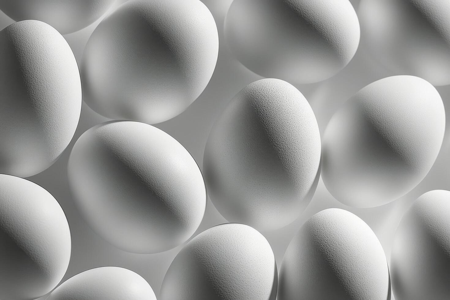 Fresh white eggs arranged neatly on a light surface for a culinary background or recipe photo