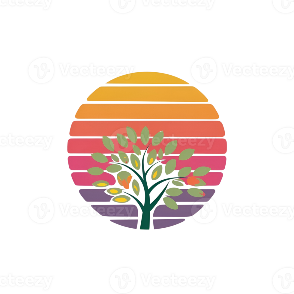 There is a stylized tree with green leaves png