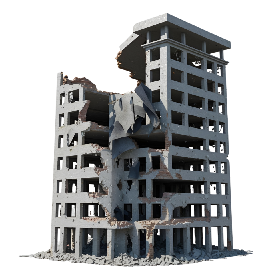 Middle size building damaged png