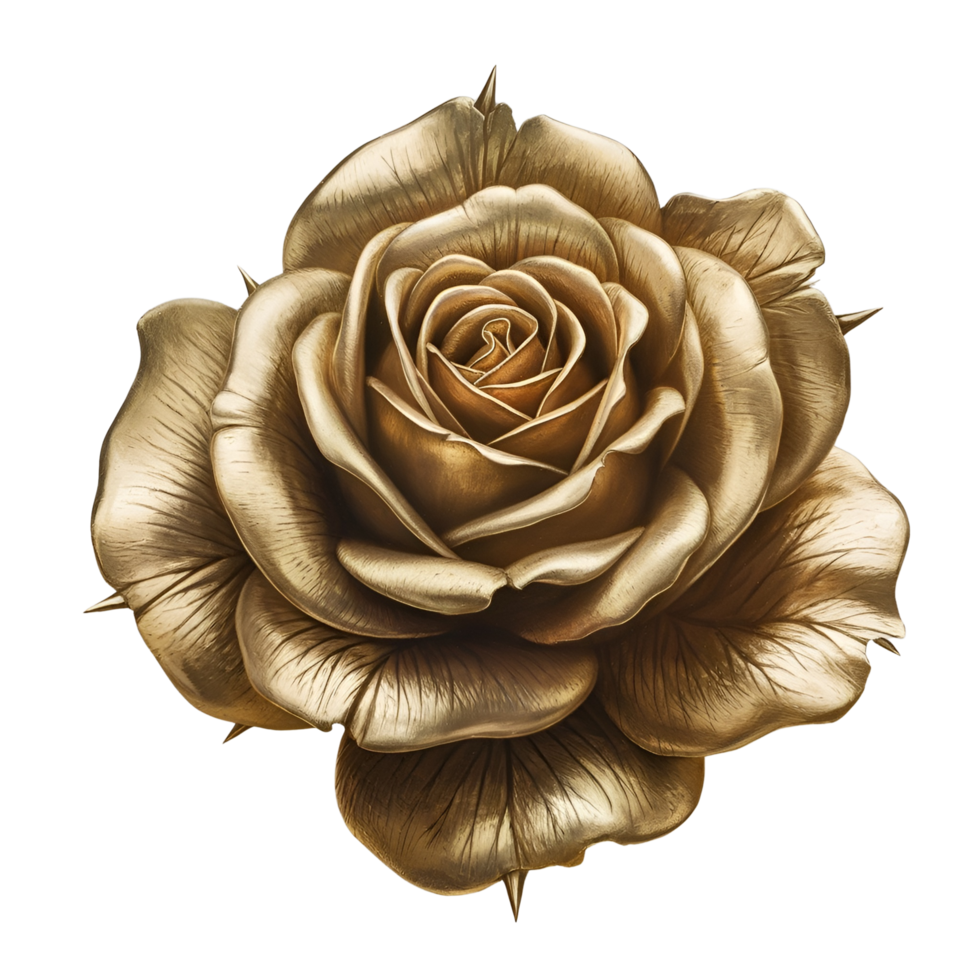 Golden rose isolated on black background png