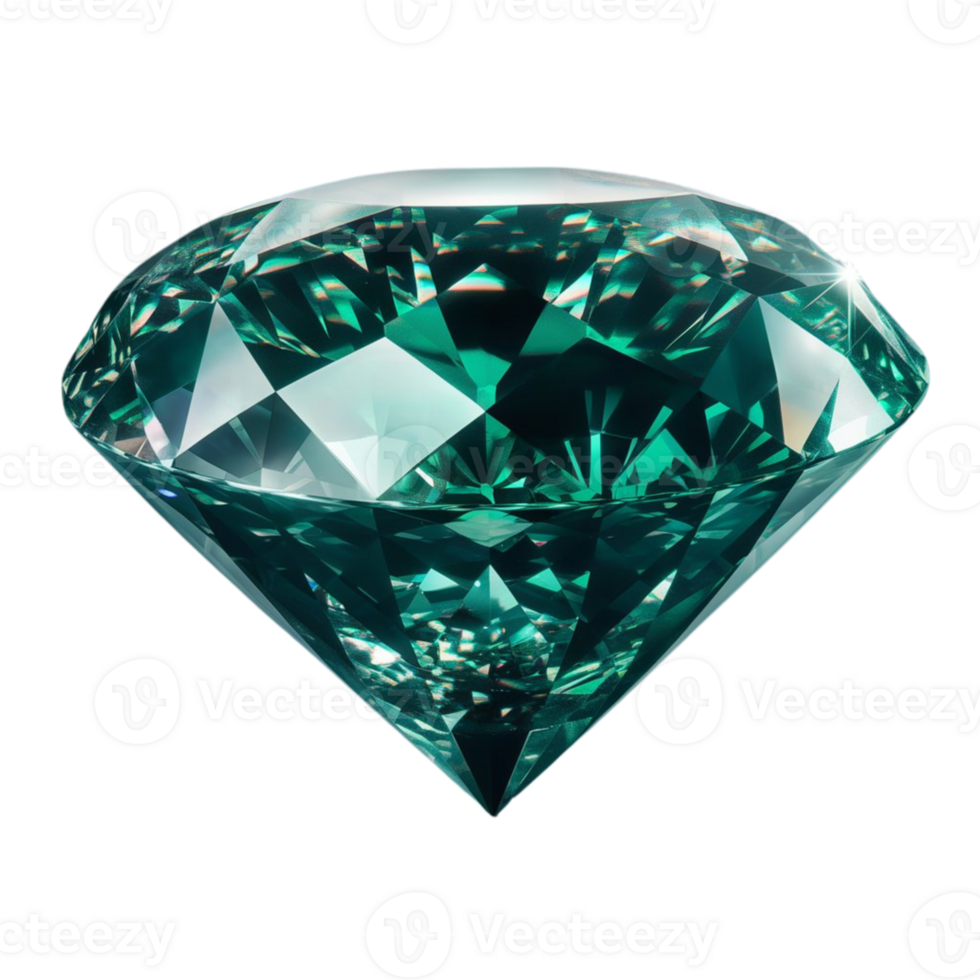 Green emerald gemstone with faceted cut isolated png