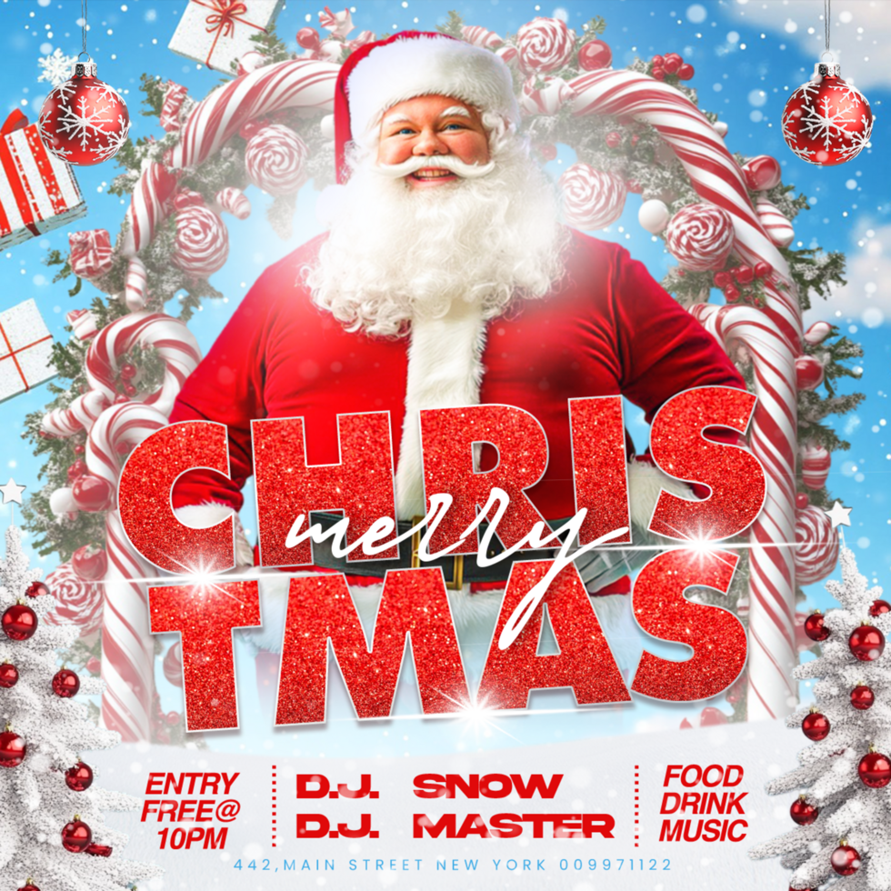 Christmas Party promotion flyer Xmas party celebration with Santa Christmas Party pass design psd