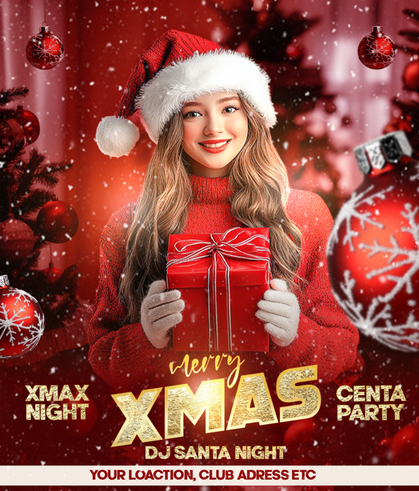 Christmas celebration Christmas Party Event Invitation card design Christmas party with Santa psd