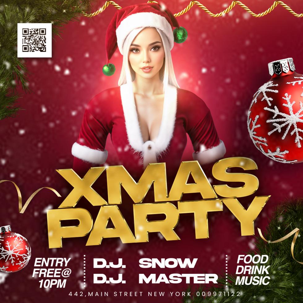 Christmas Xmas DJ Party Flyer for social media post Christmas party advertisement Christmas day psd