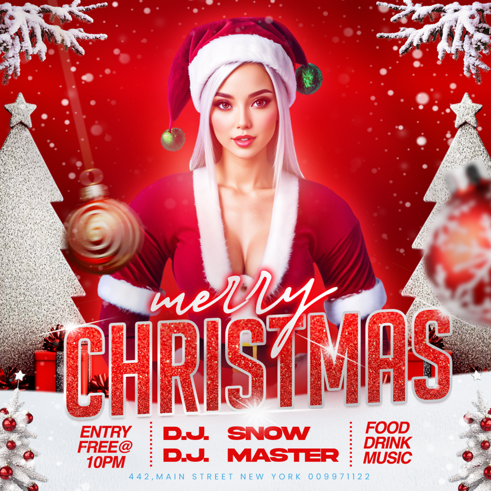 Happy Christmas DJ party Celebration poster design Christmas Party advertisement Xmas party pass psd
